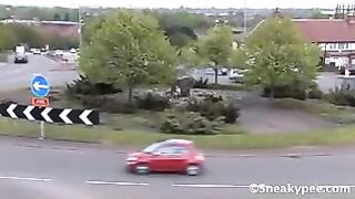 Romanian teen peeing on a monument