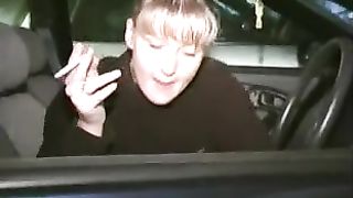 Czech teen peeing right from car