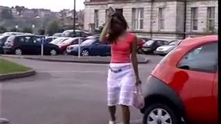 Asian teen peeing in the streets
