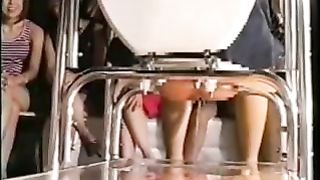 Japanese girls pooping by turn on a slave