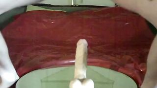 Liquid shit on her dildo