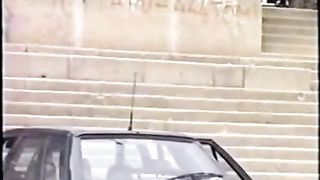 Amateur blonde decides to pee in a public place