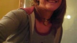 Hairy wife peeing in toilet