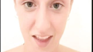 Busty blonde smears shit on her boobies