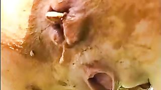 Brunette babe masturbating with scat outdoor