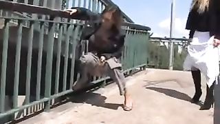 Waiting for her friend tot pee outdoor