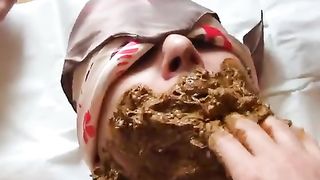 Pile of creamy shit on his entire face