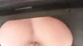 Sexy blonde shitting in kitchen