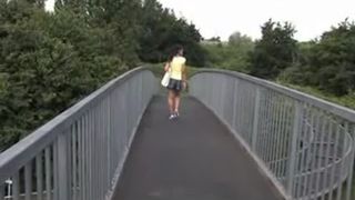 Sexy ebony girl peeing outdoor