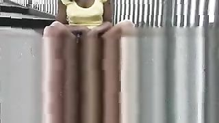 Sexy ebony girl peeing outdoor