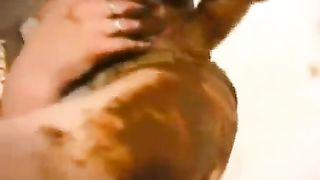 Sexy babe sucking a dirty dildo