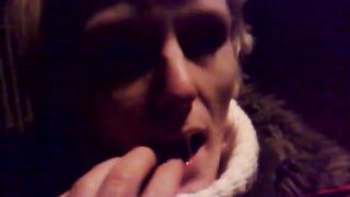 Smearing poop on a sluts ass