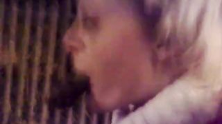 Sucking a long turd in a public place