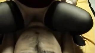 Peeing on his dick while he's masturbating