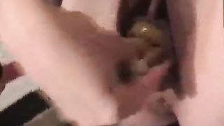 Amateur girl masturbating with scat condom