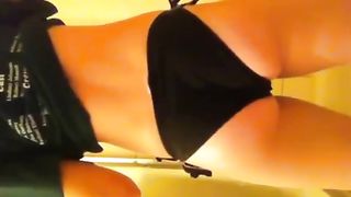 Sexy teen pooping in black panties