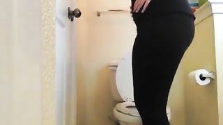Beautiful teen shitting in toilet