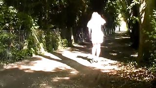 Blonde woman shitting in her pants