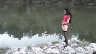 Filthy European whores fucked hard after piss dirnking