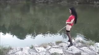 Filthy European whores fucked hard after piss dirnking