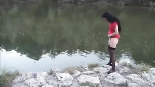 Filthy European whores fucked hard after piss dirnking