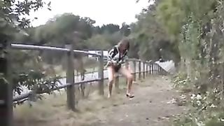 Sexy milf peeing outdoor