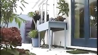 Blonde amateur girl peeing on doorsteps