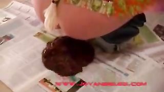 Blonde babe dropped a big pile of poop
