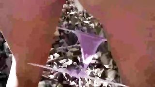 Sexy brunette pooping in the woods