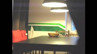 Step daughter pooping on a black table