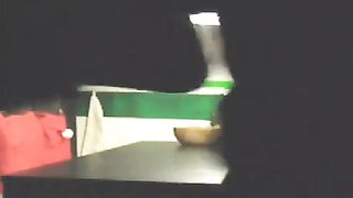 Step daughter pooping on a black table