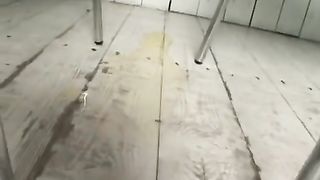 Beautiful hairy girl peeing with pressure