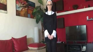 Blonde nun shitting