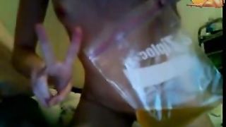 Skinny 18 year old girl peeing on webcam