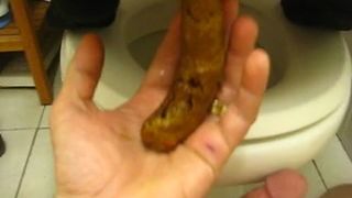 Wife shitting on husbands dick and hands