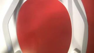 Shaved girl pooping on homemade toilet