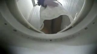 Hot college girl shitting in public bathroom