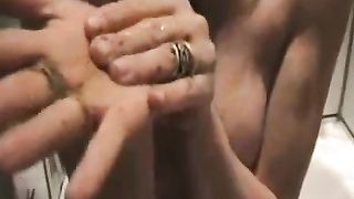 Horny blonde smears poop on naked body