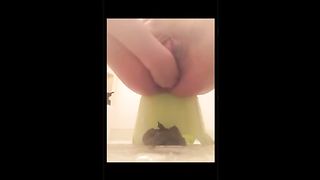 Fisting her ass after pooping
