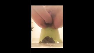 Fisting her ass after pooping