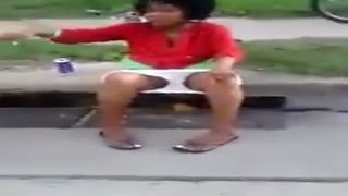 Black lady caught shitting on the streets