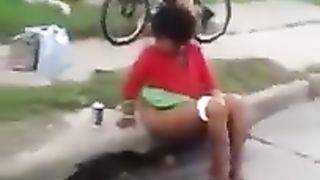 Black lady caught shitting on the streets