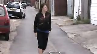 Hot girl peeing in a garage