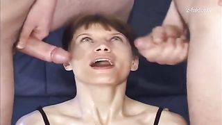 Rubbing and shitting on a skinny milf