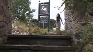 Horny teen peeing in public