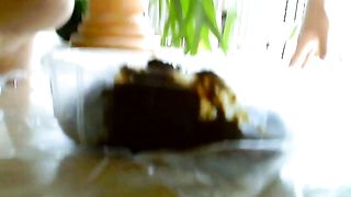 Wife pooping in close up