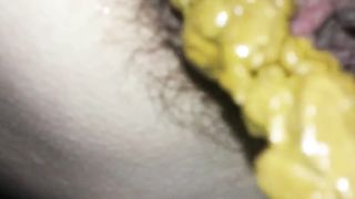 Brown stuff from her ass