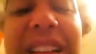 Ebony girl records herself pooping