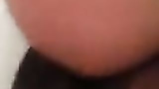 Hairy ebony shitting in toilet