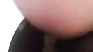 Hairy ebony shitting in toilet